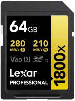 Lexar 1800x UHS-II SDXC 64GB Gold