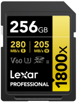 Lexar 1800x UHS-II SDXC 256GB Gold