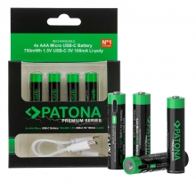 Patona Premium Akku 4x Micro AAA USB-C