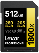 Lexar 1800x UHS-II SDXC 512GB Gold